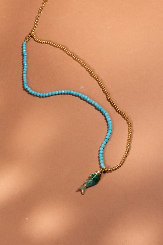 Collana - Dorato e azzurro