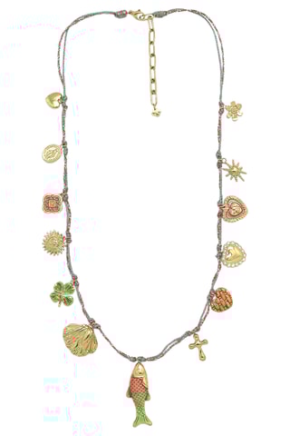 Collana - Dorato e verde chiaro