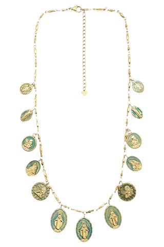 Collana - Dorato e verde chiaro