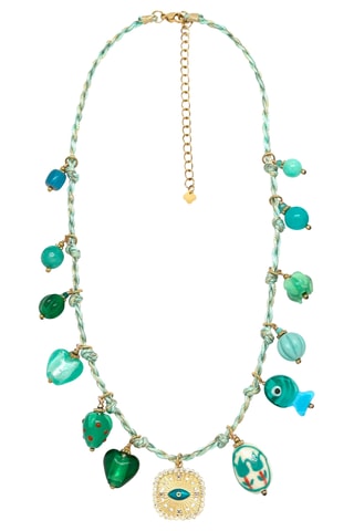 Collana - Dorato e verde chiaro