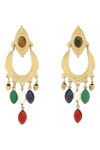 Orecchini - Occhi di tigre, lapislazzuli, agate e perle coltivata d’acqua dolce