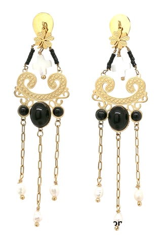 Orecchini - Onici e perle coltivate d’acqua dolce 