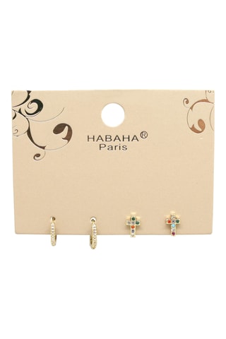 Orecchini a cerchio e a lobo - Dorato