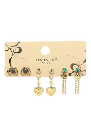 3 paia di orecchini - Piriti e malachiti