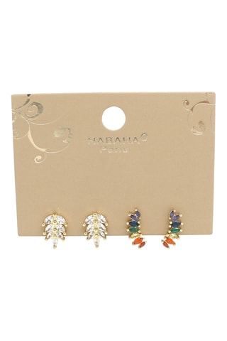 2 paia di orecchini - Dorato e bianco