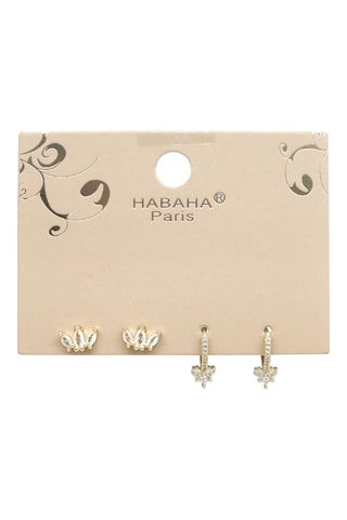 Orecchini a cerchio e a lobo - Dorato e bianco