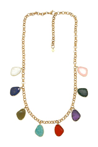 Collana - Cristallo di rocca, amazzonite, lapislazzuli, ametista e corniola