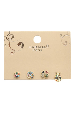 4 orecchini - Dorato e verde scuro