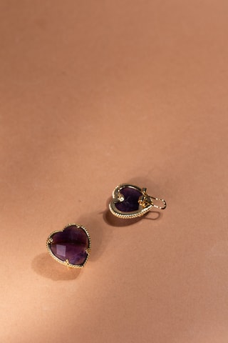 2 orecchini laminato oro fino giallo - Ametiste