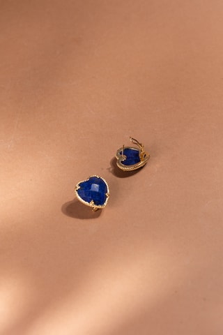 2 orecchini laminato oro fino giallo - Lapislazzuli