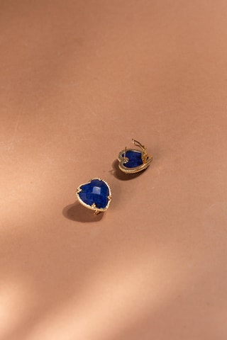 2 orecchini laminato oro fino giallo - Lapislazzuli