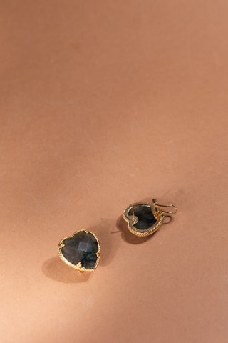 2 orecchini laminato oro fino giallo - Labradoriti