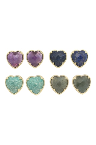 2 orecchini laminato oro fino giallo - Labradoriti