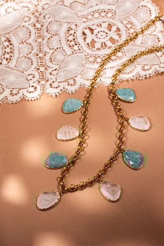 Collana - Cristallo di rocca e amazzonite