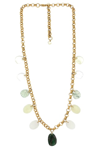 Collana - Cristallo di rocca, prehnite e rubino zoisite