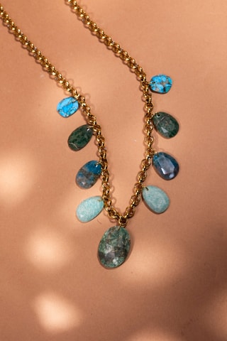 Collana - Turchesi, agate, apatiti e amazzoniti