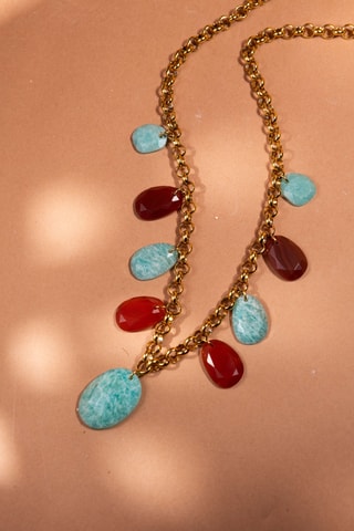 Collana - Amazzoniti e corniole