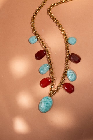 Collana - Amazzoniti e corniole