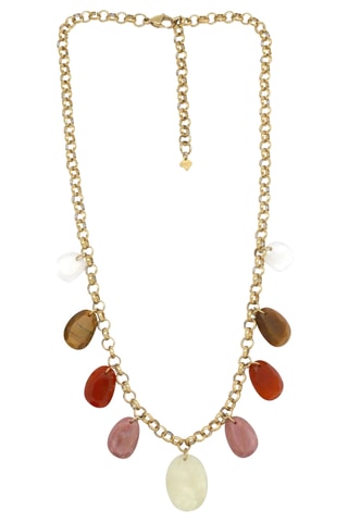 Collana - Cristallo di rocca, occhio di tigre, corniole e rodoniti