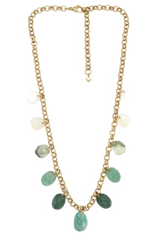 Collana - Cristallo di rocca, quarzo, prehniti, amazzoniti e agate