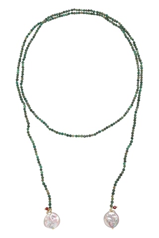 Collana sautoir - Agate e perle coltivate d’acqua dolce