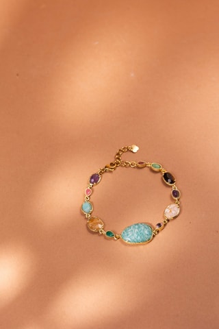 Bracciale - Amazzoniti, ametiste, tormalina, malachite, occhio di tigre, rubino zoisite e fluorite