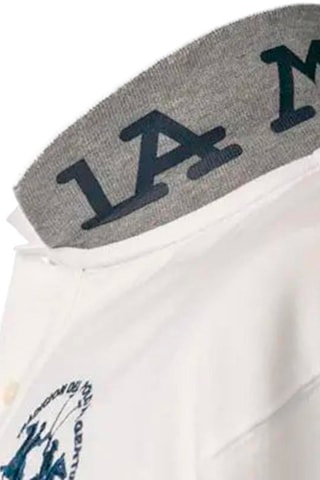 Polo - Blanco, azul y gris