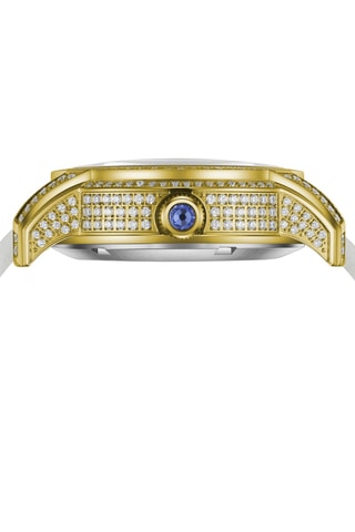 Automatisch Horloge met Diamanten en Leer - Wit en Goudkleurig