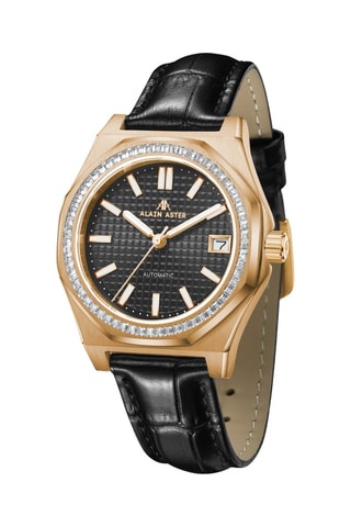 Leren Automatische Horloge met Zirkonia’s