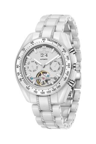 Relógio automático de cerâmica - Taquímetro - Branco