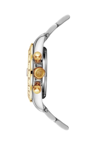 Relógio automático de aço - Taquímetro - Prateado e dourado