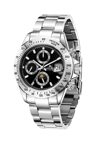 Relógio automático de aço - Taquímetro - Prateado