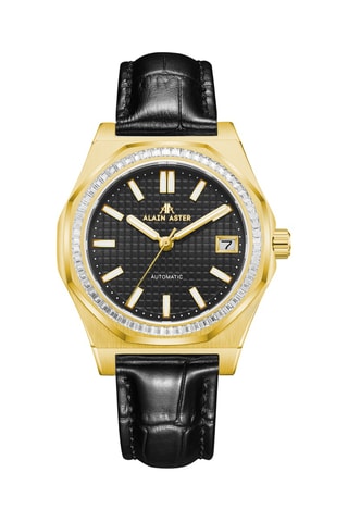 Leren Automatische Horloge met Zirkonia’s