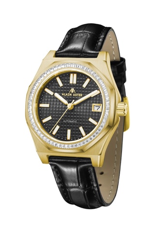 Leren Automatische Horloge met Zirkonia’s