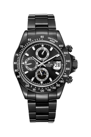 Relógio automático de aço - Taquímetro - Preto