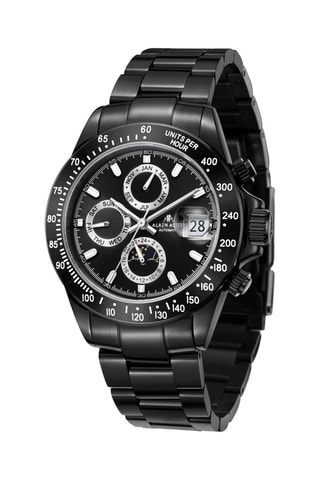 Relógio automático de aço - Taquímetro - Preto