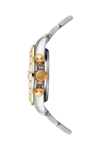 Relógio automático de aço - Taquímetro - Prateado e dourado