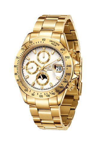 Relógio automático de aço - Taquímetro - Dourado