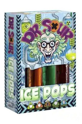 12 x Glace à l'eau Dr Sour Ice Pops - Pomme, cola, framboise bleue - 24 glaces