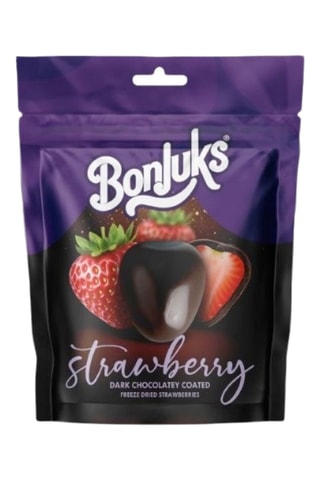12 x Fraise lyophilisée enrobée chocolat noir Bonjuks - Fraise et chocolat noir - 12 paquets