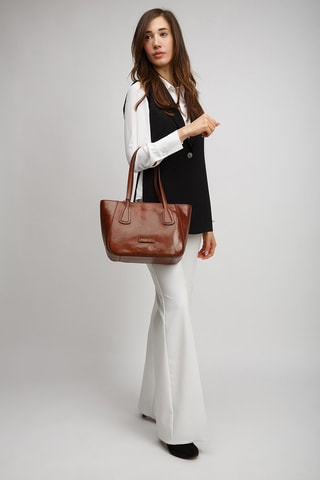 Leren Trendy Handtas Maddalena - Bruin