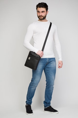 Bandolera de piel - Negro