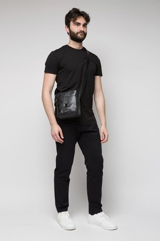 Bandolera de piel Cesare - Negro