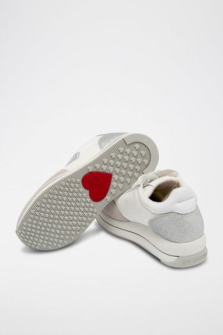 Zapatillas de piel de cuña - Blanco