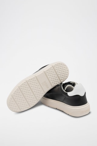 Zapatillas de piel con plataforma - Negro