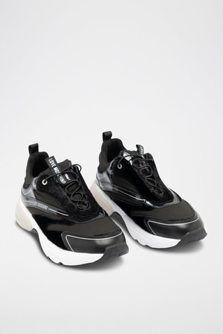 Zapatillas de piel con plataforma - Negro