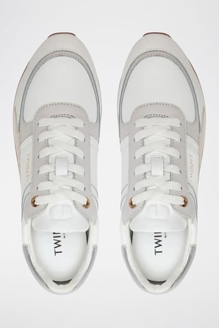 Zapatillas de piel de cuña - Blanco