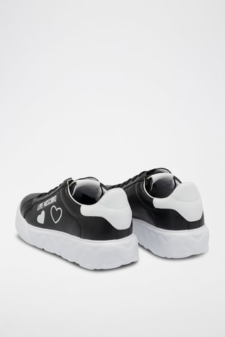 Zapatillas de piel con plataforma - Negro