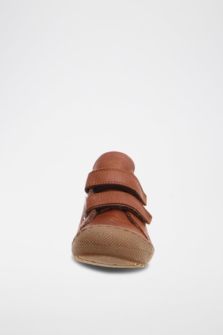 Zapatillas altas de piel bovina, lino y lana Racoon - Camel