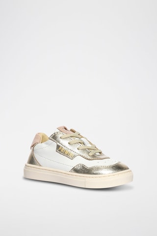 Zapatillas de piel Baby Miami - Blanco y dorado